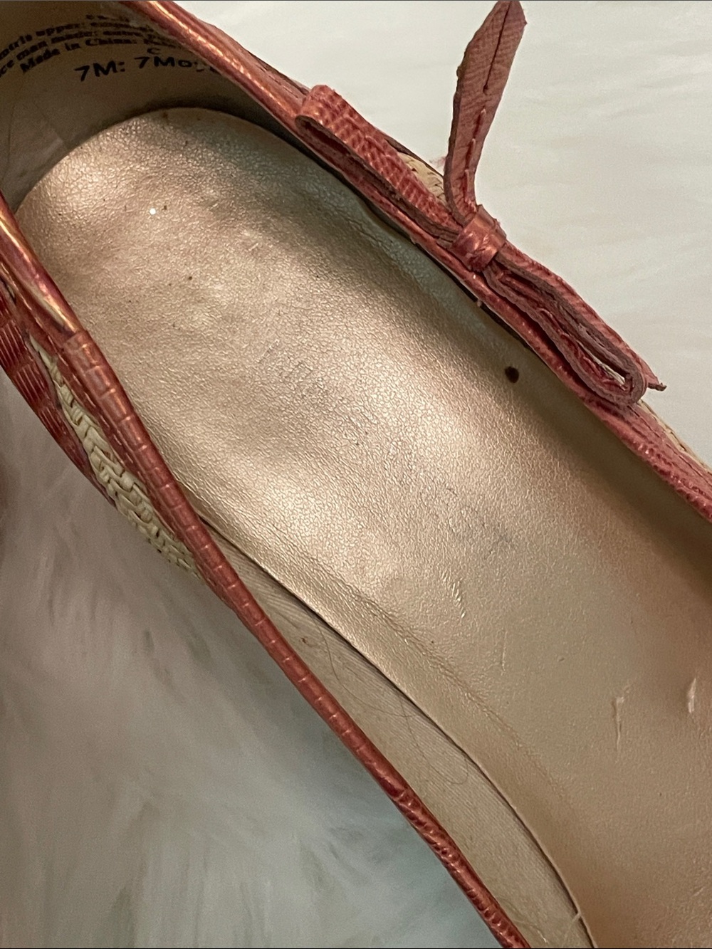 Nine West Metallic Coral and Natural Woven Pointed Kitten Heels 7 - Picture 4 of 8